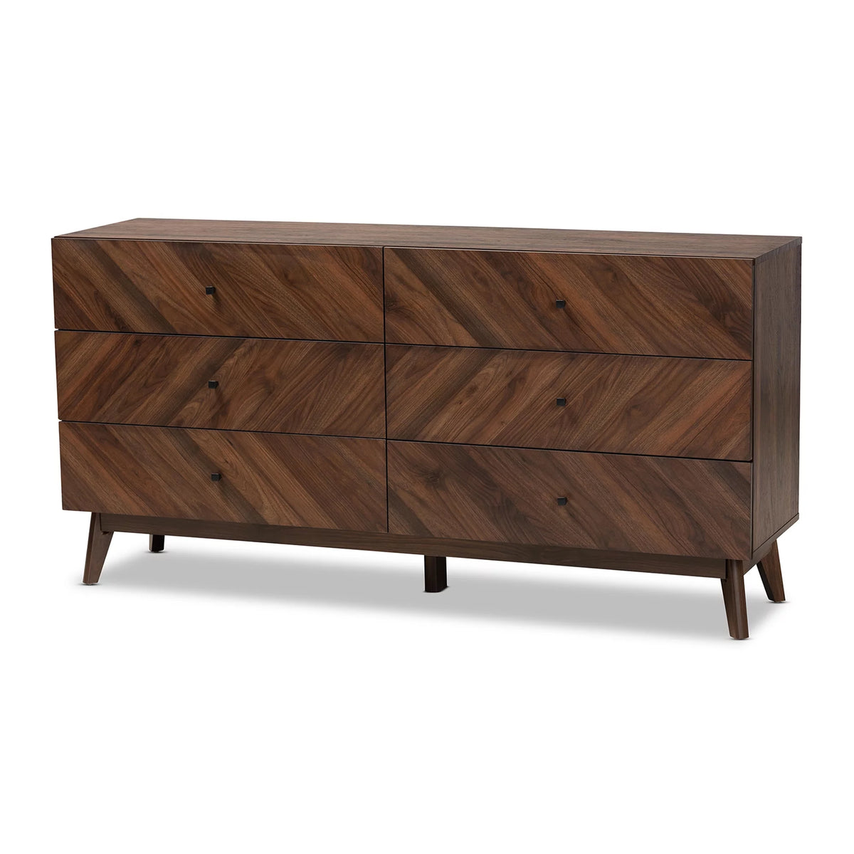 Walnut Brown Wood 6-Drawer Dresser P929082