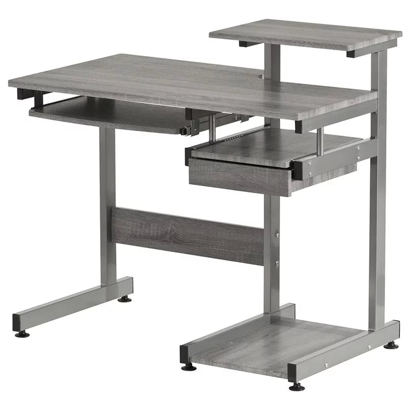 Contemporary Gray Engineered Wood Computer Desk G62497