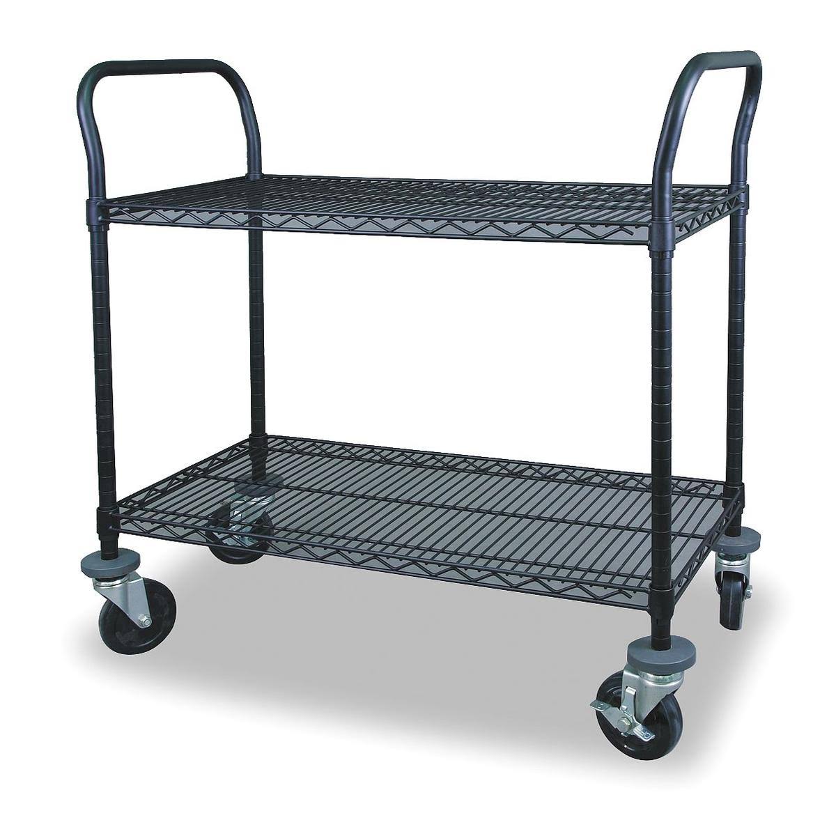 Black 2 Shelf Wire Cart J458