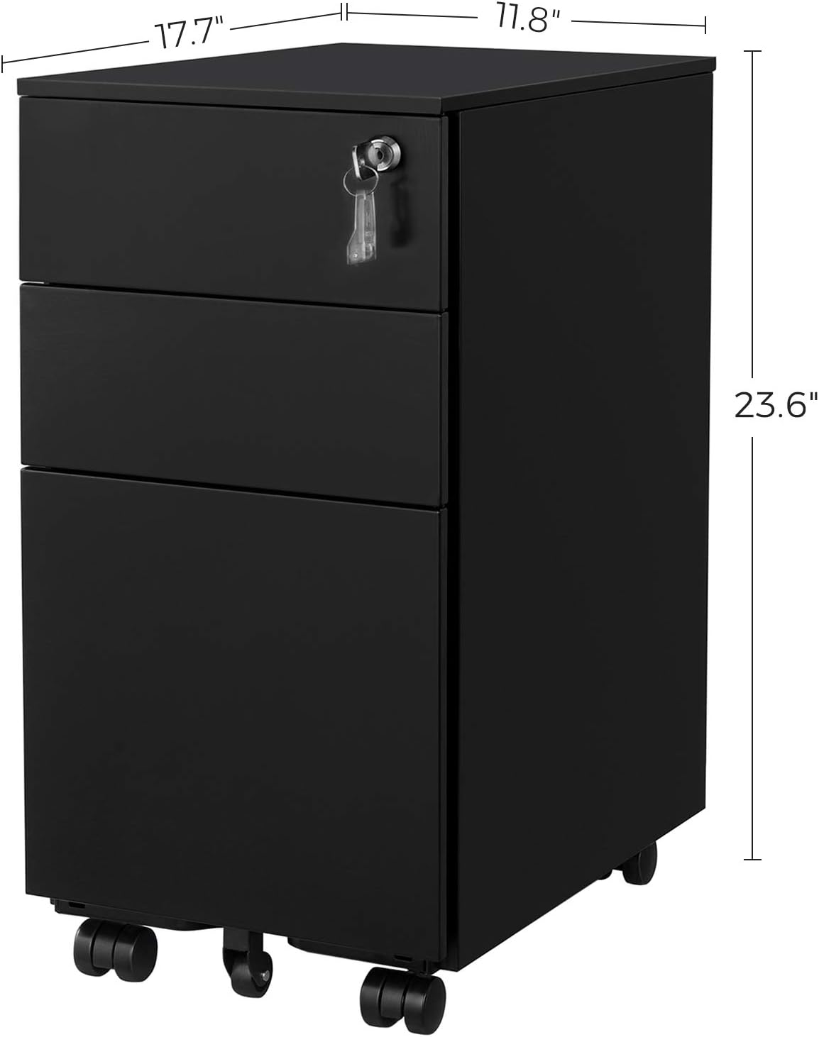 Black 3 Drawer Steel File Cabinet with Lock P4984