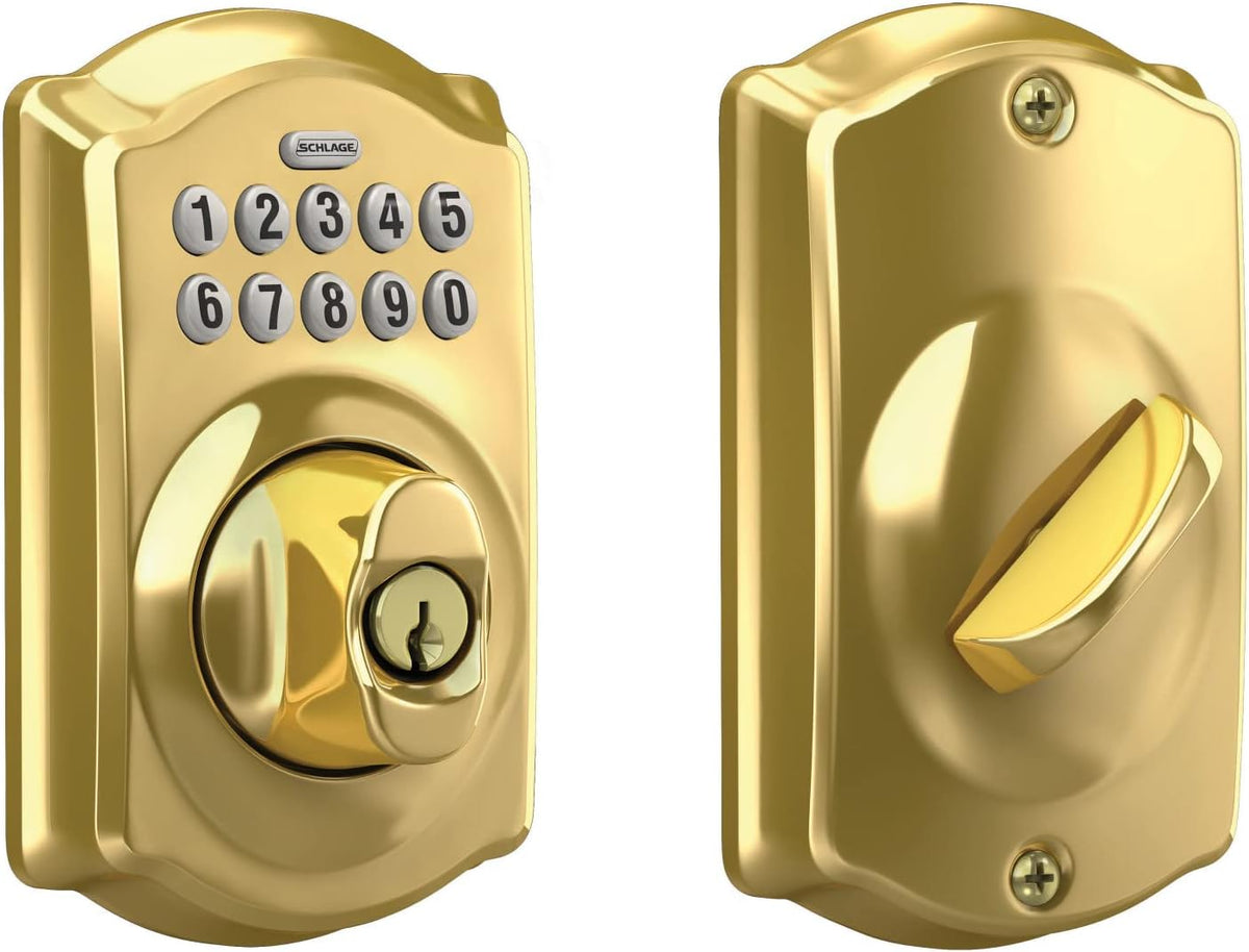 Keypad Deadbolt Electronic Keyless Entry Lock Bright Brass P315482