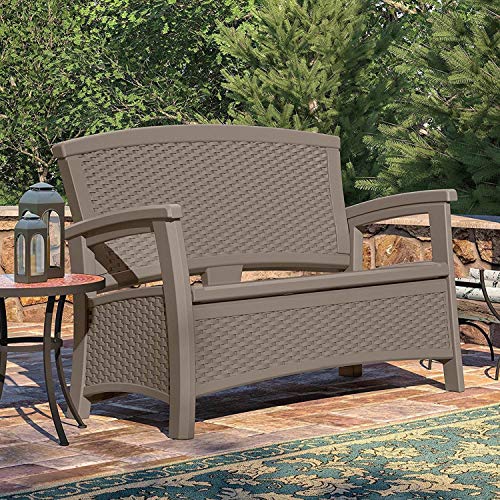 White All Weather Plastic Loveseat with Storage O48407
