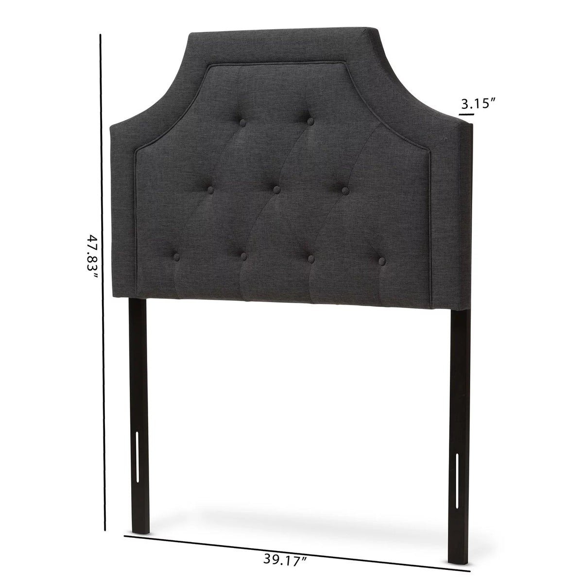 Dark Grey Fabric Twin Size Headboard P3358