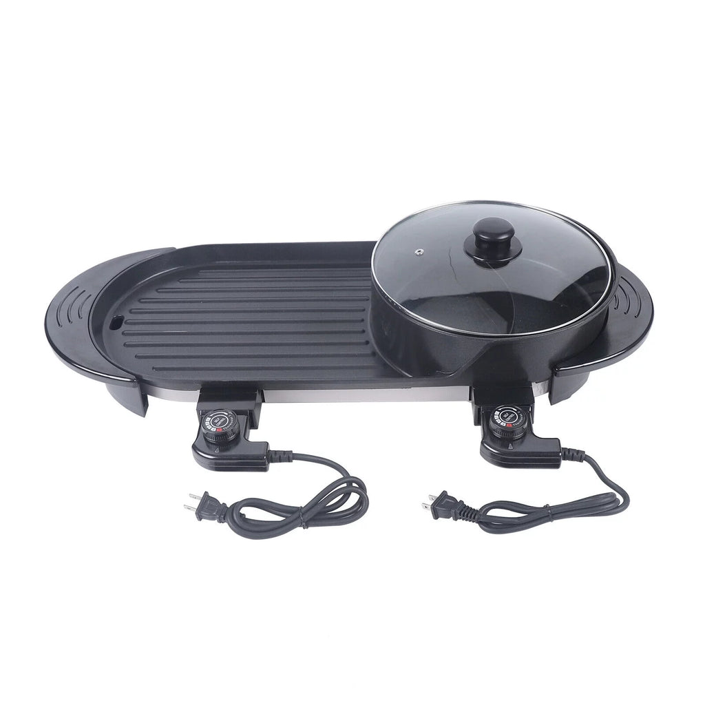 Electric Hot Pot Teppanyaki Non-Stick Barbecue Pan Grill 26.77in Black T19631