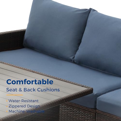 7 Piece All Weather Wicker Outdoor Sofa Set with Ottoman P750766