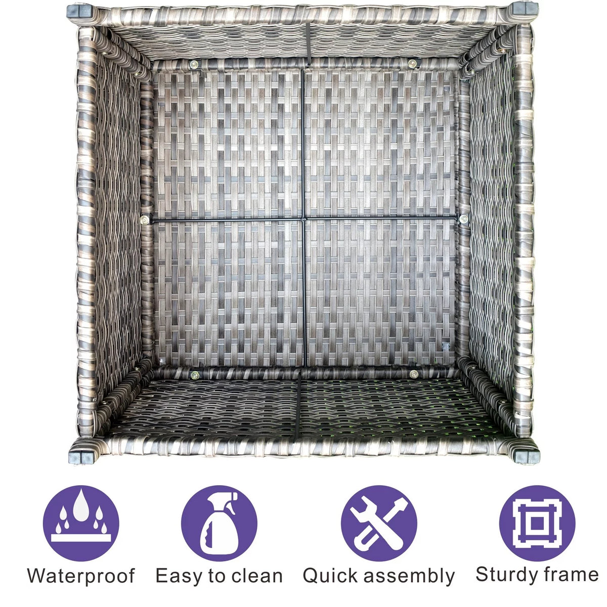 Outdoor Wicker Coffee Table with Glass Top C3803