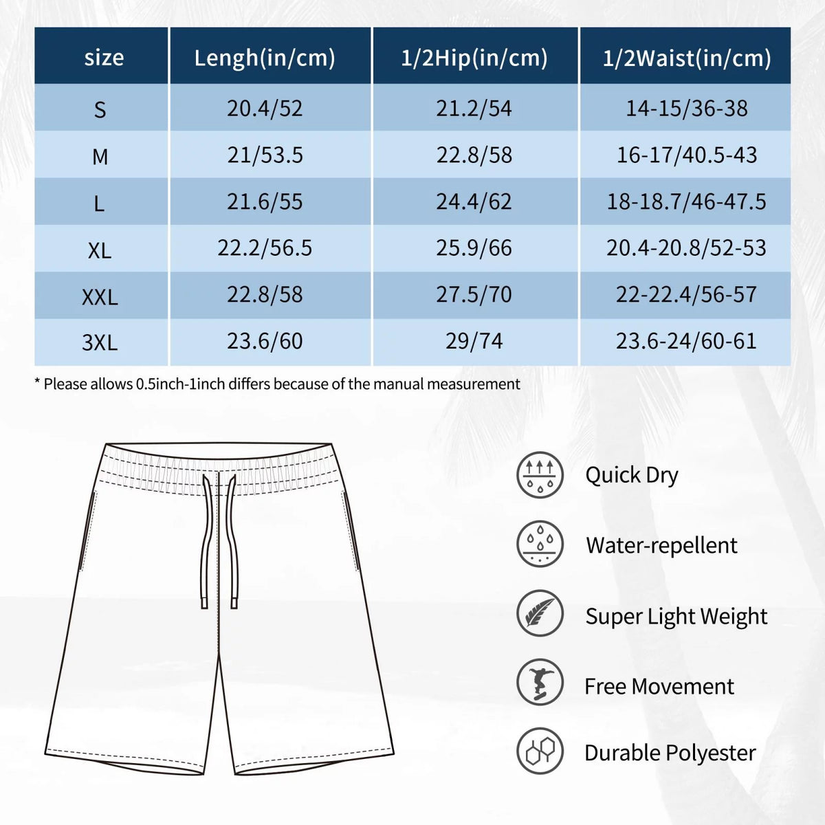 Men'S Casual Summer Beach Shorts With Pockets-Xx-Large W264