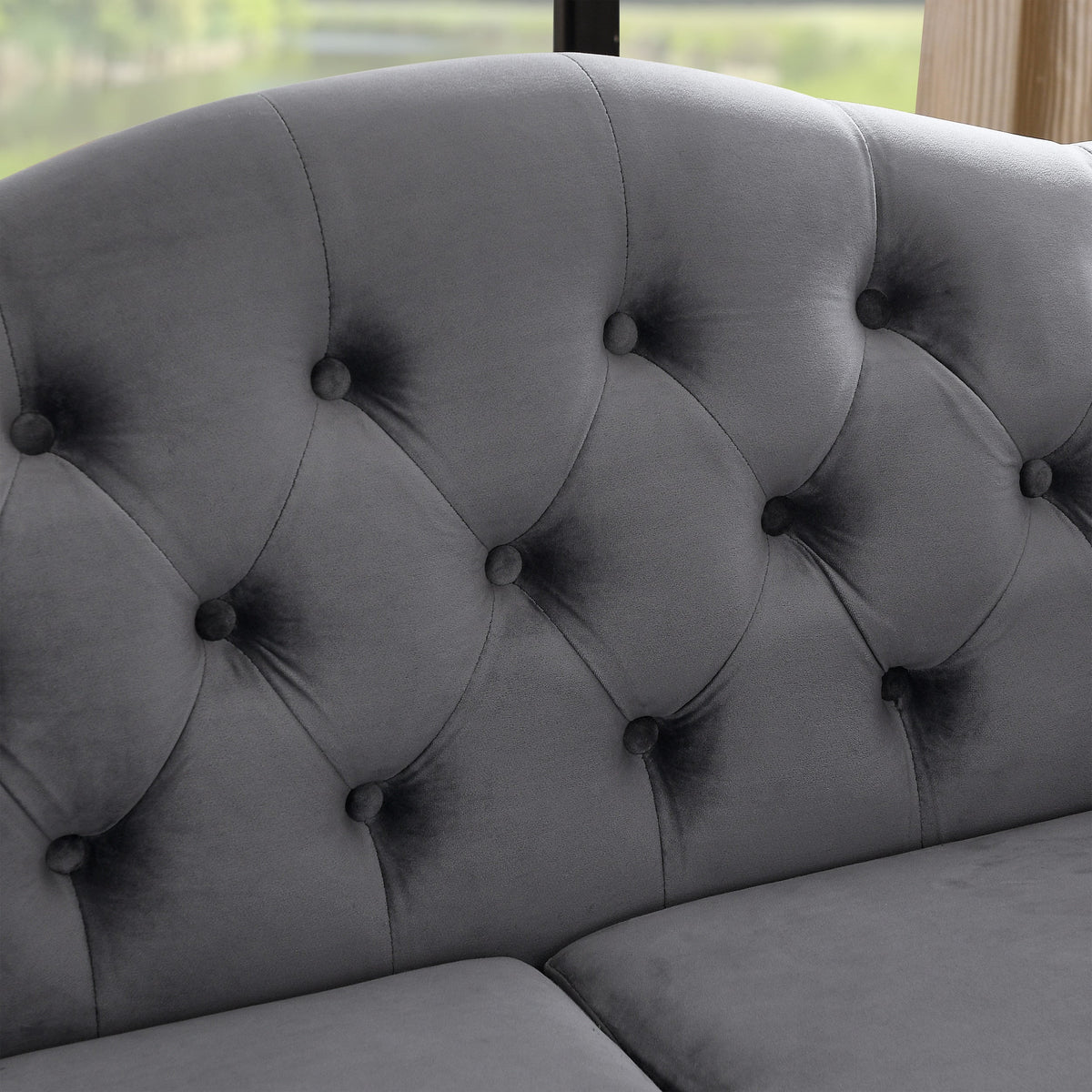 57" Velvet Tufted Loveseat Sofa L608