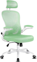 Ivory White Leather Office Chair with Flip Up Armrest P518