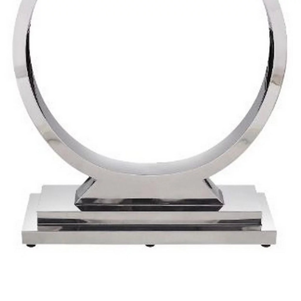 White Faux Marble Top Steel Base End Table V26337