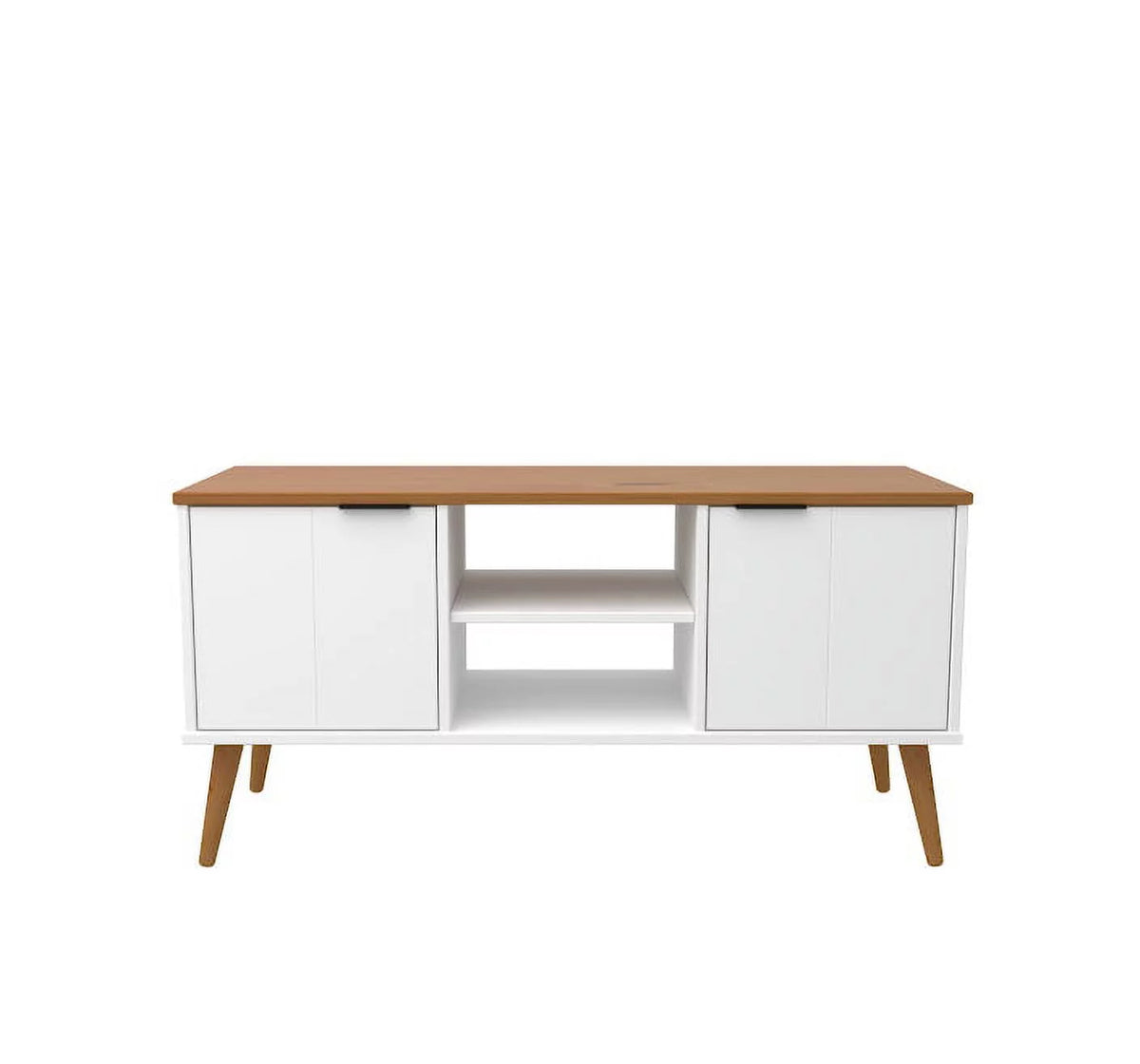 White 2 Door 2 Shelf Solid Wood TV Stand T236885