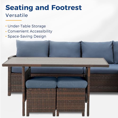 7 Piece All Weather Wicker Outdoor Sofa Set with Ottoman P750766