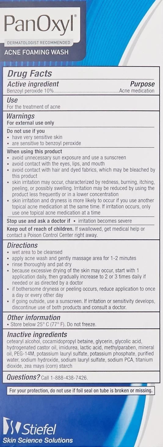 Benzoyl Peroxide Acne Foaming Face Wash 5.5oz 3-Pack K5885