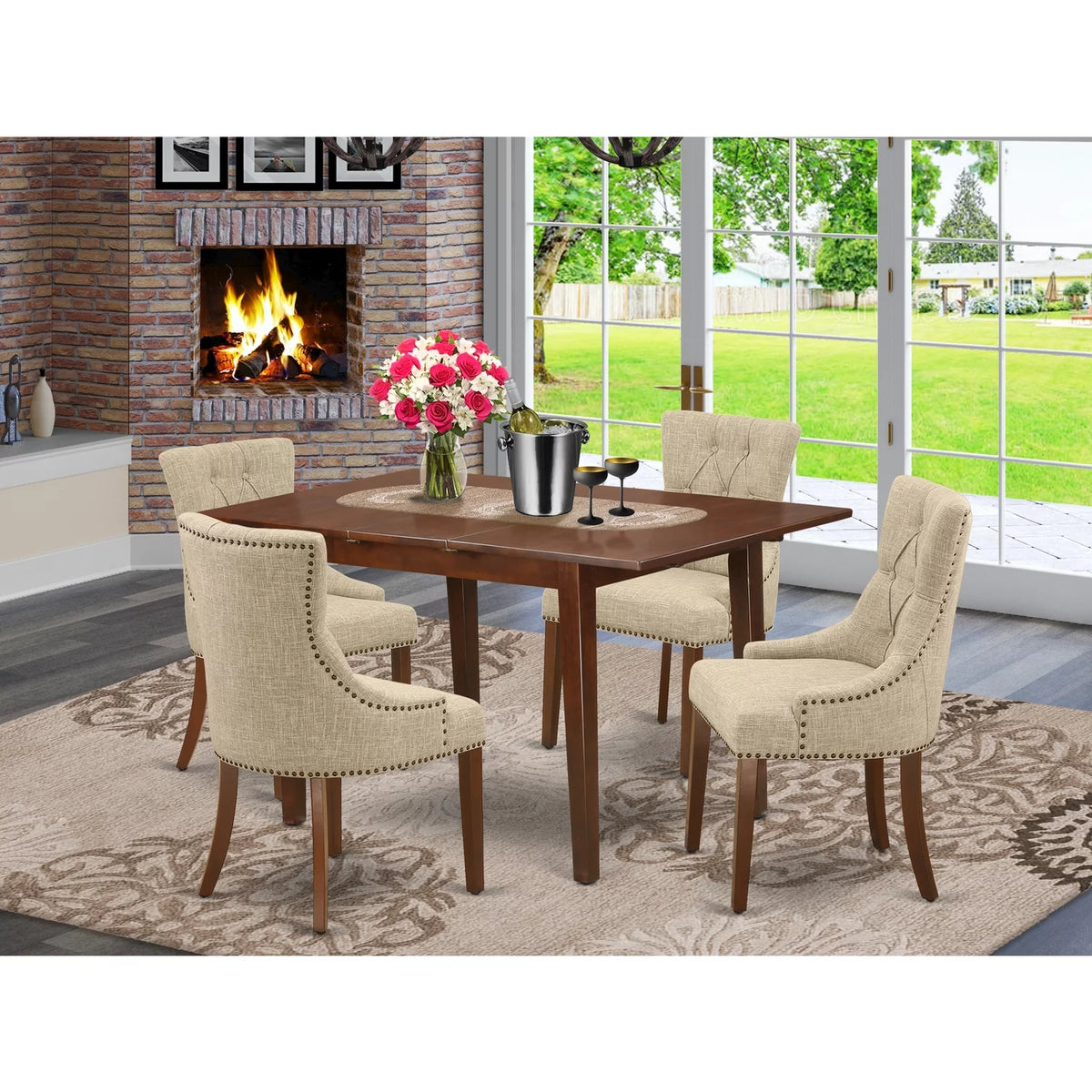 5 Pc Dining Set with Butterfly Leaf Table and Four Chairs B1035