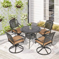 5 Piece Cushioned Swivel Rocking Patio Dining Set with 35.2" Round Table R8616