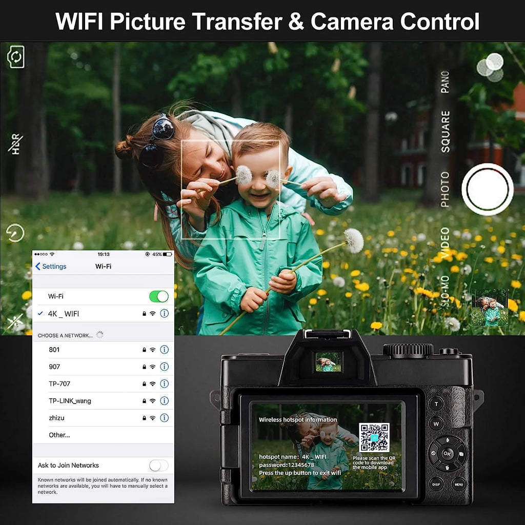 4K Ultra HD 48MP Digital Camera with Wide Angle Lens H426851