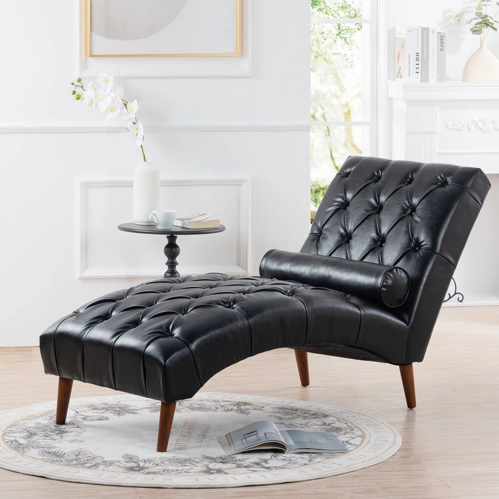 Faux Leather Button Tufted Chaise Lounge N361736