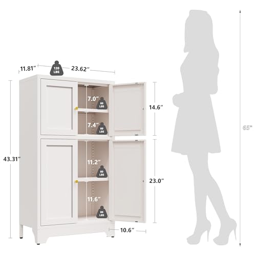 Metal Locker Storage Cabinet with 2 Doors and 4 Shelves Black Q60799