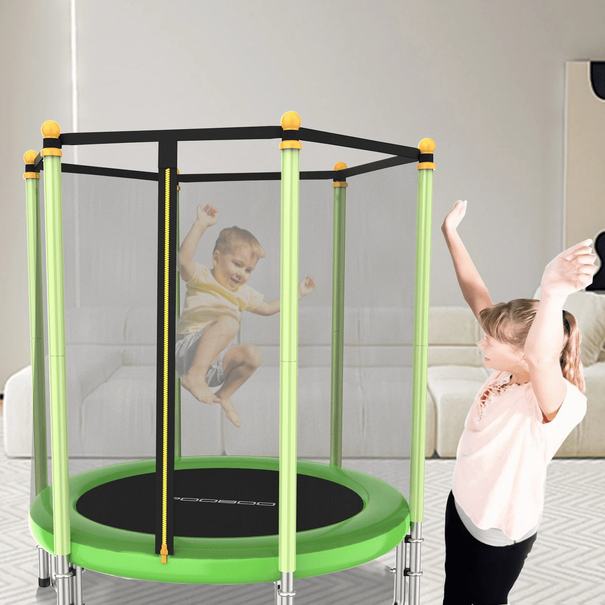 55 Trampoline with Safety Enclosure Net Y361646