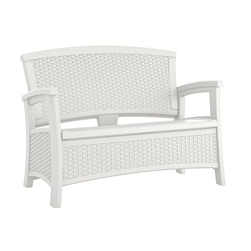 White All Weather Plastic Loveseat with Storage O48407