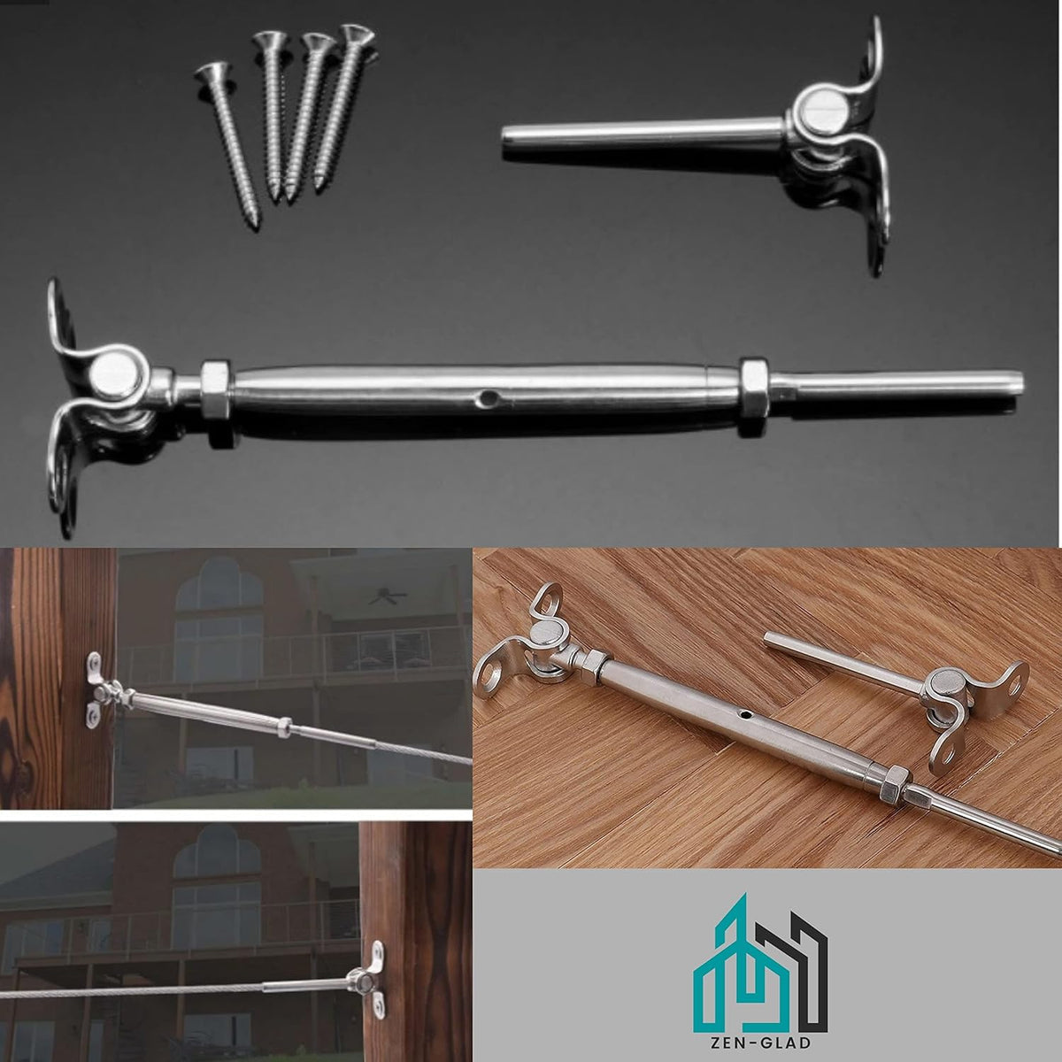 20 Sets T316 Stainless Steel Adjustable Angle Cable Railing Hardware Kit W78128