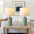 Small Modern Ceramic Table Lamps Set of 2 White Beige A932340