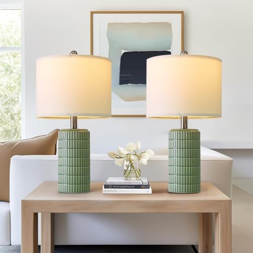 Small Modern Ceramic Table Lamps Set of 2 White Beige A932340