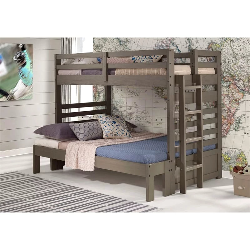 Solid Wood Twin-over-Full Bunk Bed with Ladder W5227