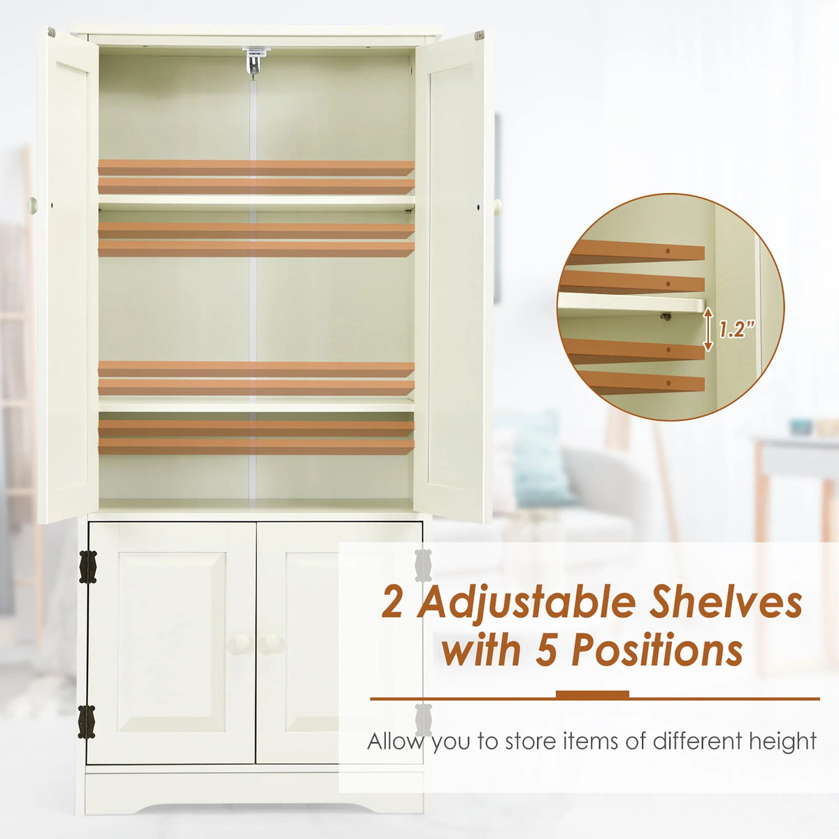 White 2-Door Accent Storage Cabinet with Adjustable Shelves H88184
