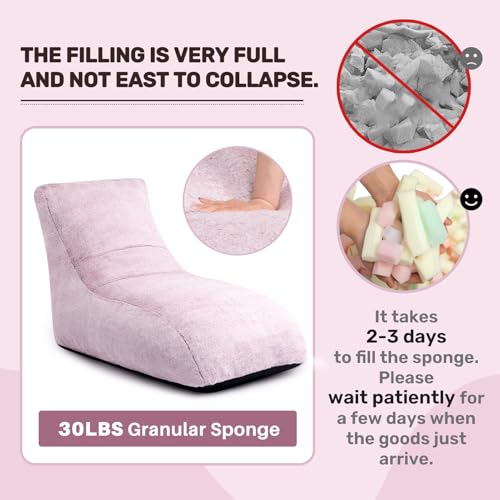 Extra-Large Grey Furry Memory Foam Bean Bag Chair K687679