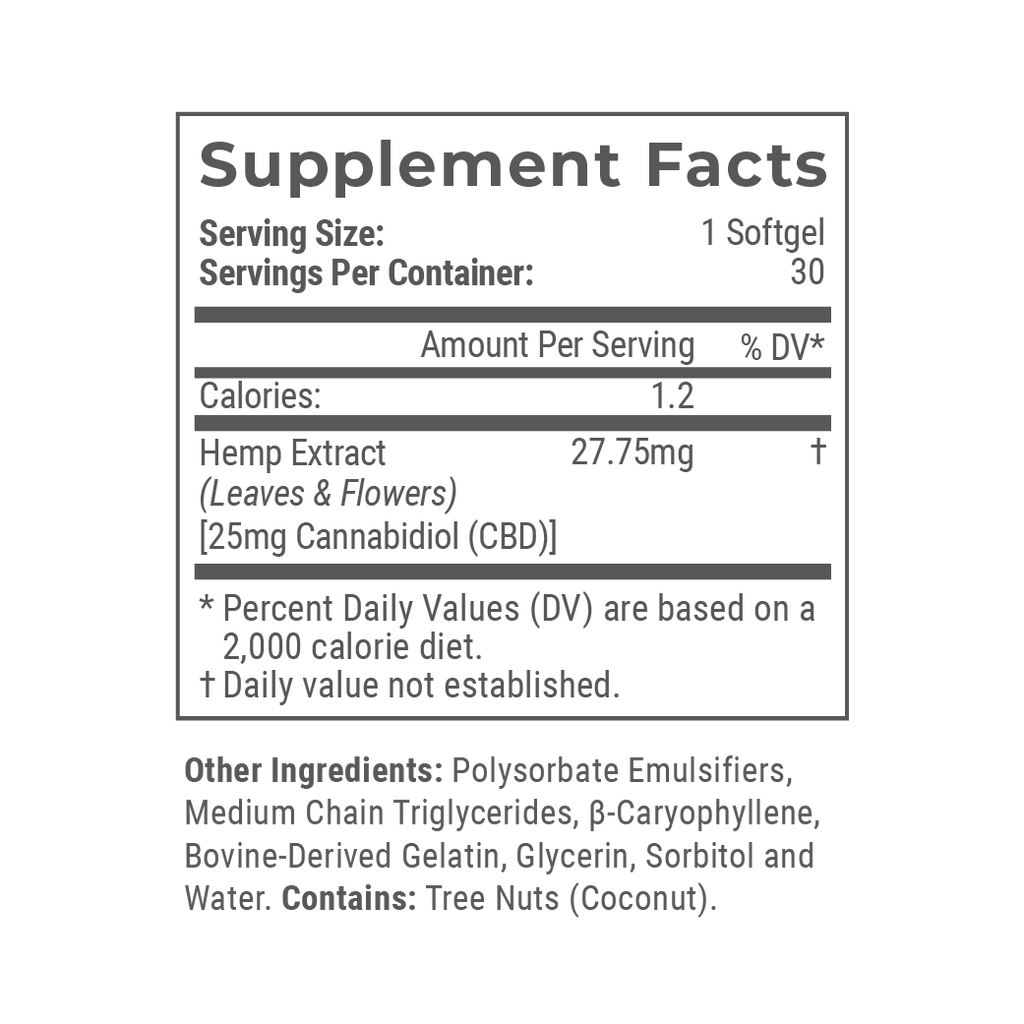 10mg / 25mg / 100mg CBD Softgels D515312