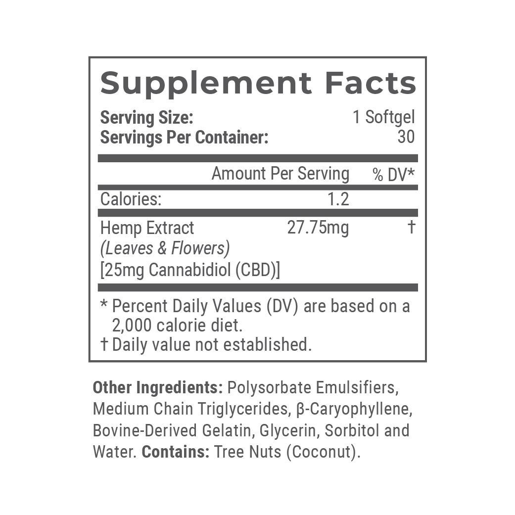 10mg / 25mg / 100mg CBD Softgels D515312
