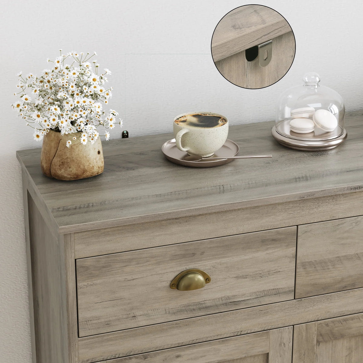 White 3 Drawer 3 Door Sideboard Storage Cabinet L727