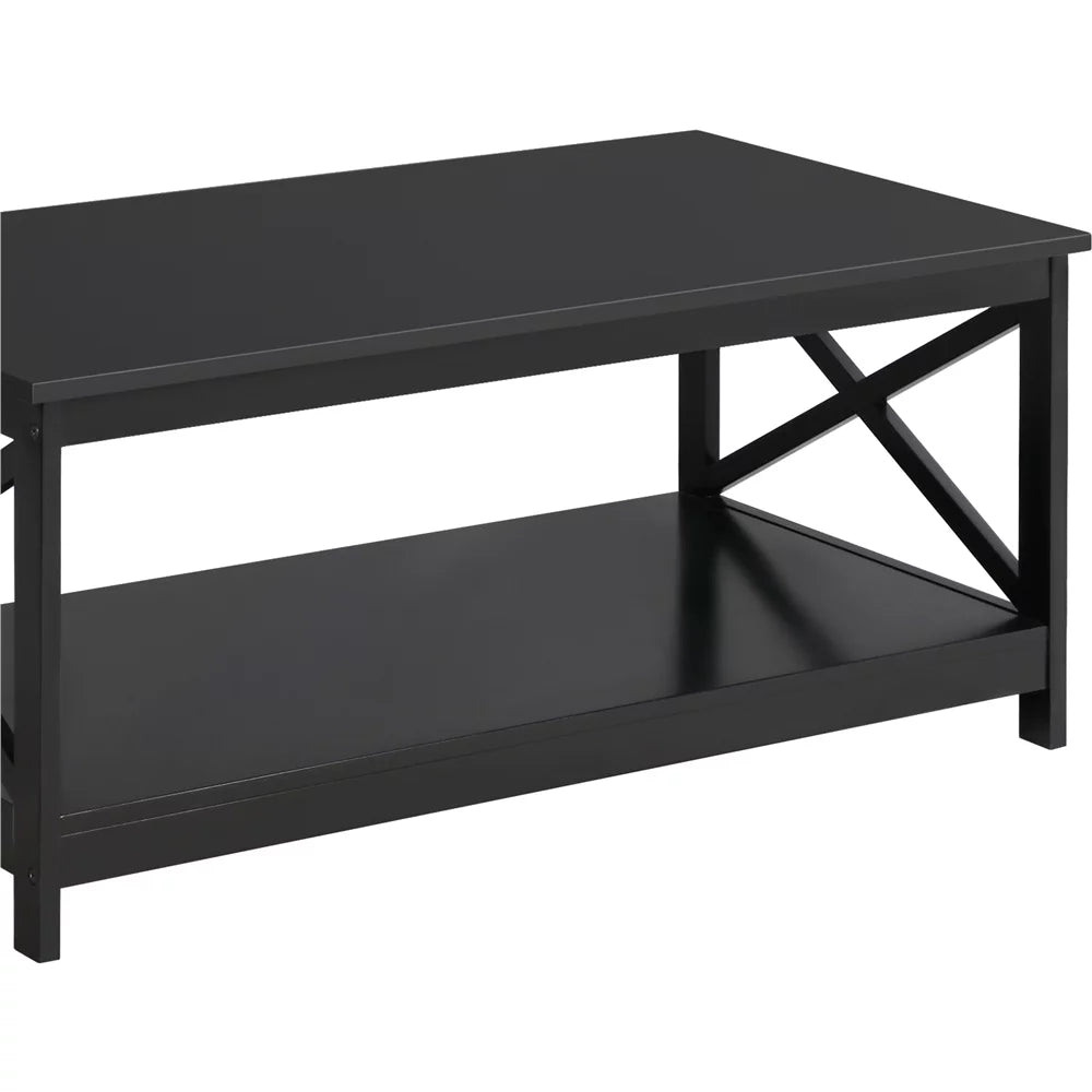 Wooden Rectangle Coffee Table with Storage Shelf O493628