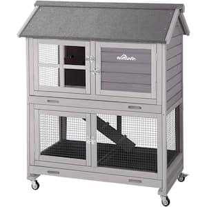 Wooden Rabbit Hutch with Folding Design P9639