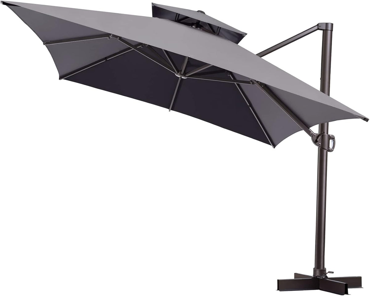 10'x 13' Tan Aluminum Offset Cantilever Umbrella Q8735