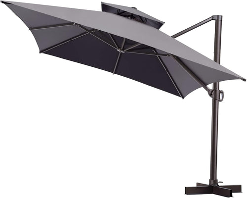 10'x 13' Tan Aluminum Offset Cantilever Umbrella Q8735