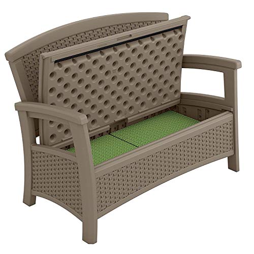 White All Weather Plastic Loveseat with Storage O48407