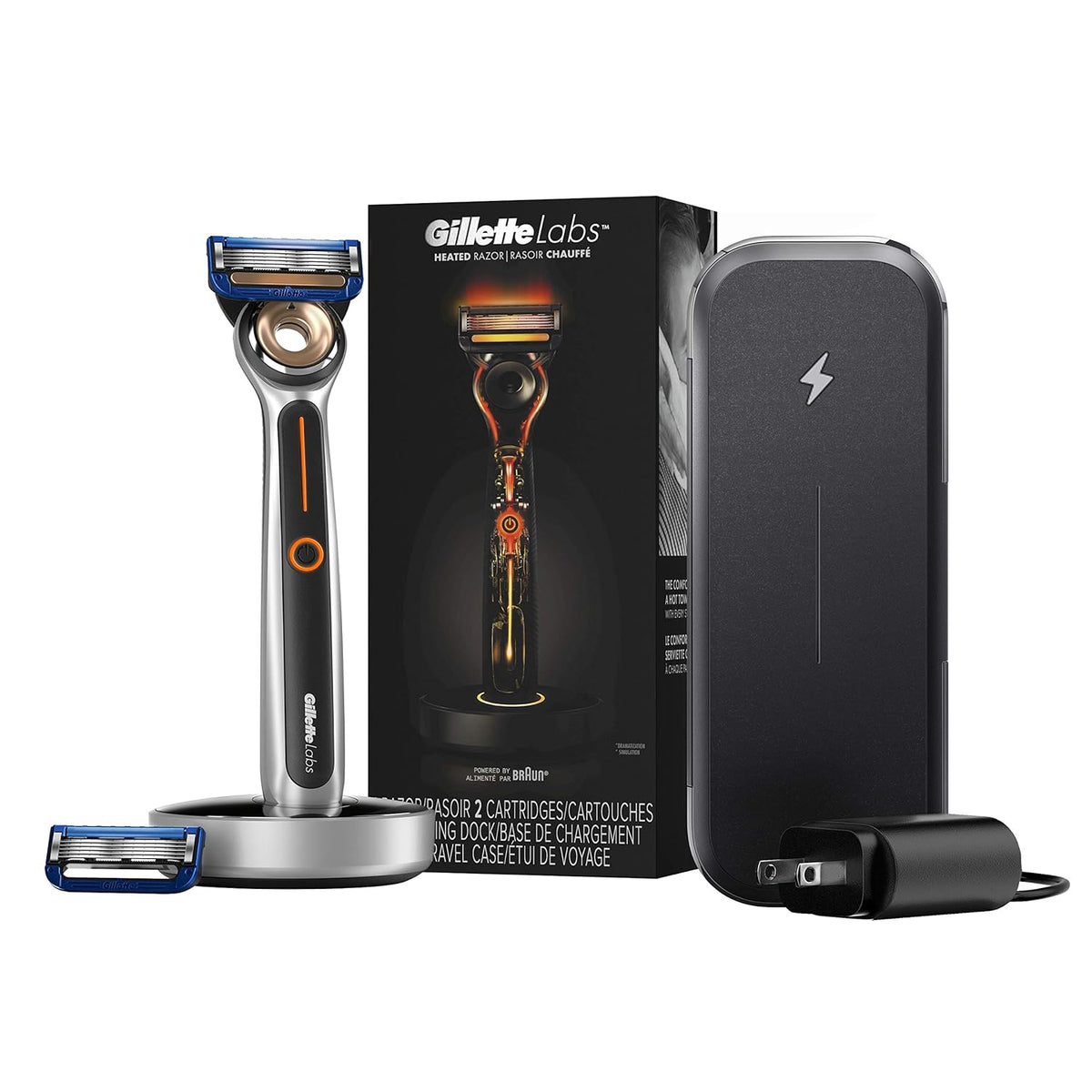Heated Razor with 2 Razor Blade Refills and Charging Dock O8072