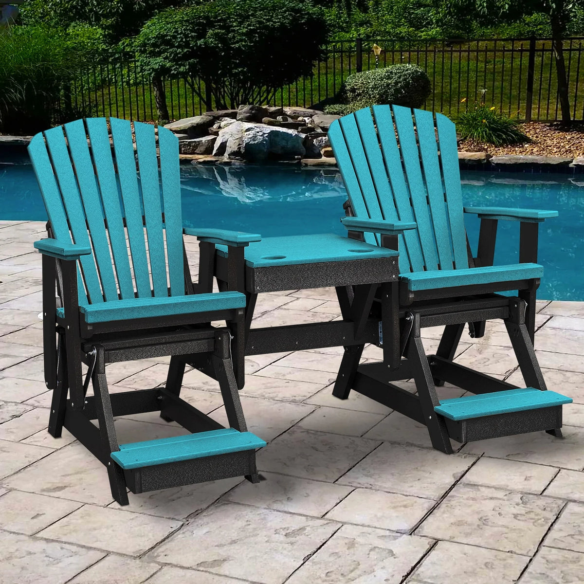 Aruba Blue and Black Glider with Center Table R292