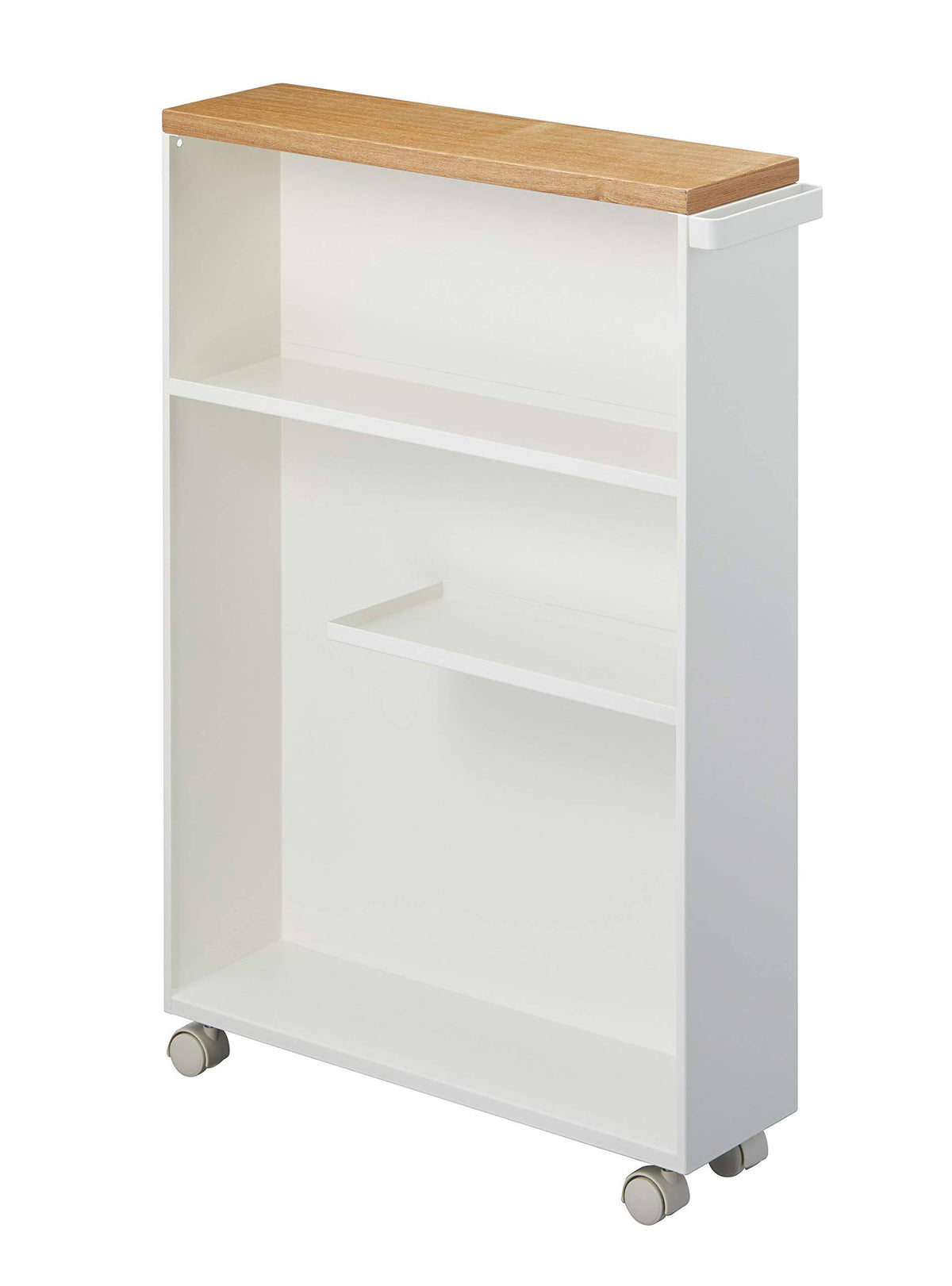 White Rolling Slim Bathroom Cart with Handle G821