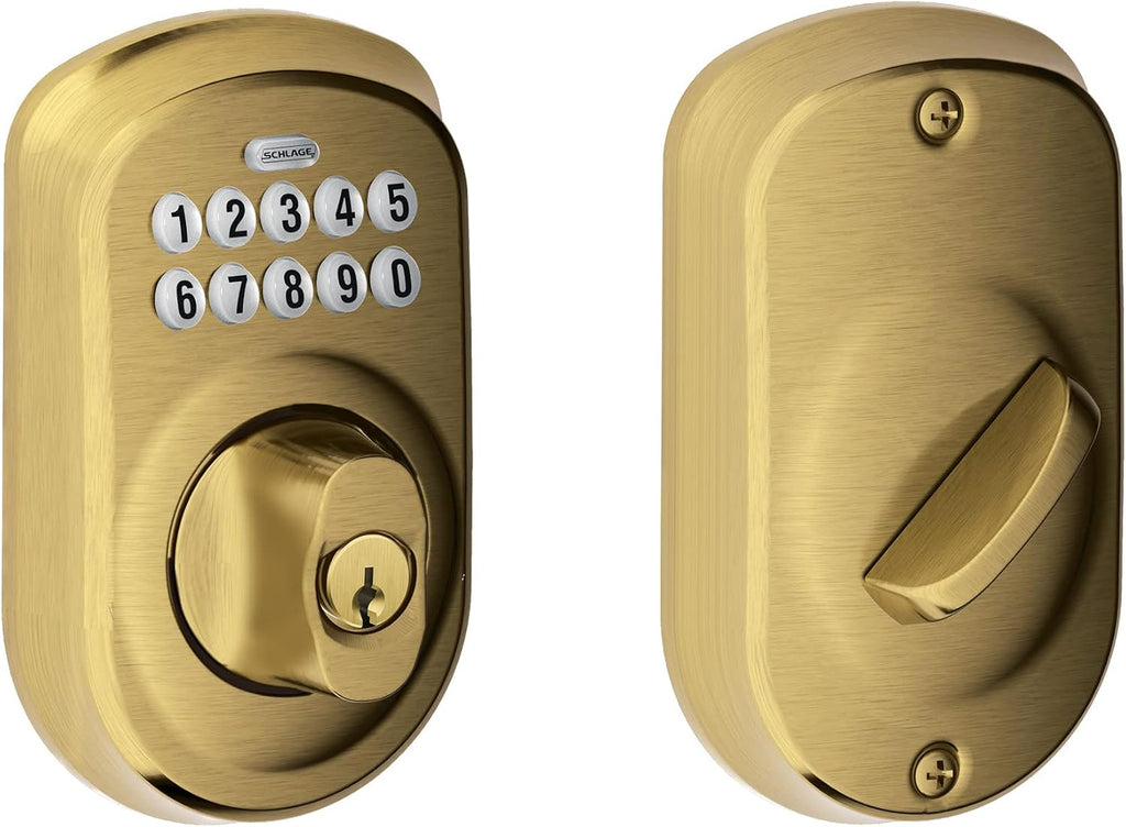 Keypad Deadbolt Electronic Keyless Entry Lock Bright Brass P315482
