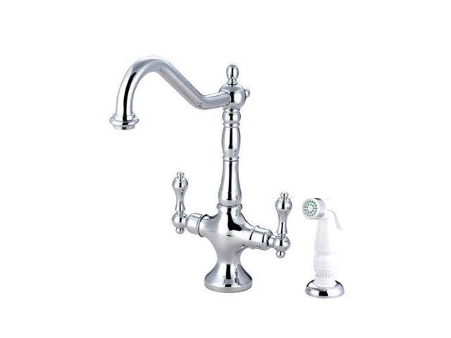 Polished Chrome Kitchen Faucet with White Sprayer L1569