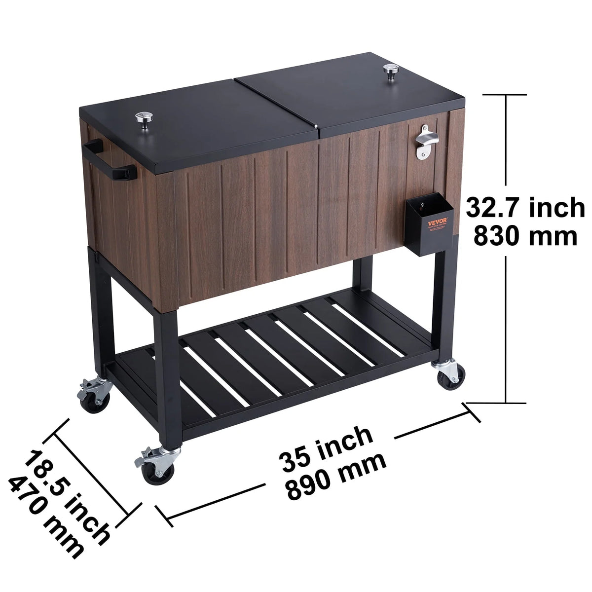 80Qt Rolling Cooler Cart with Bottle Opener D163263