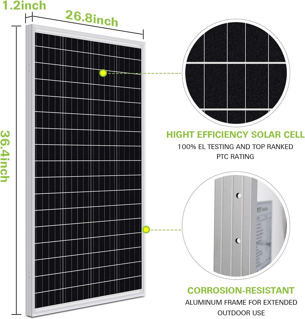 100 Watt 12 Volt Monocrystalline Solar Panel Starter Kit K84747