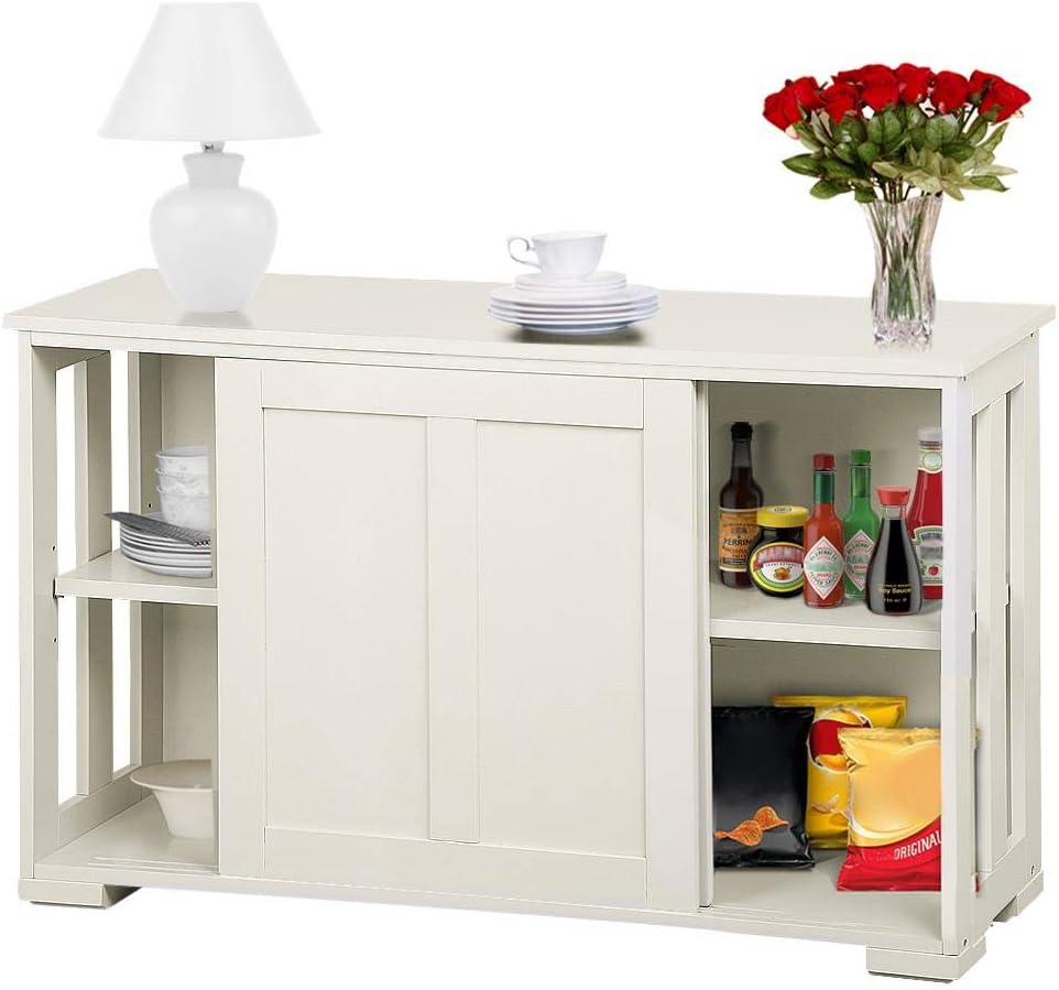 Antique White Kitchen Buffet Cabinet with Sliding Door K730