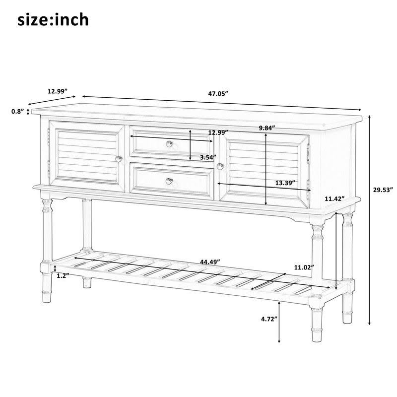 Modern Console Table with 2 Drawers, 2 Cabinets and 1 Shelf - Red U7603