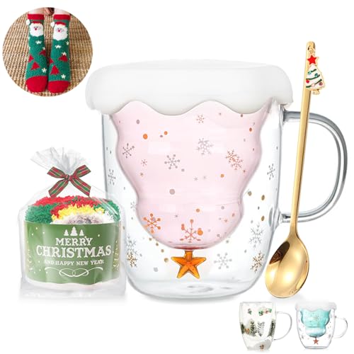 Double Walled Glass Christmas Mug N102