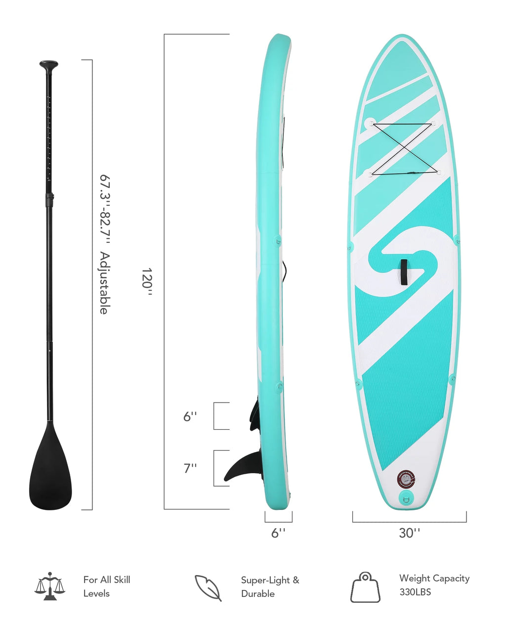 10' Green Inflatable Paddle Board T881