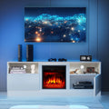 White TV Stand with Fireplace X32646